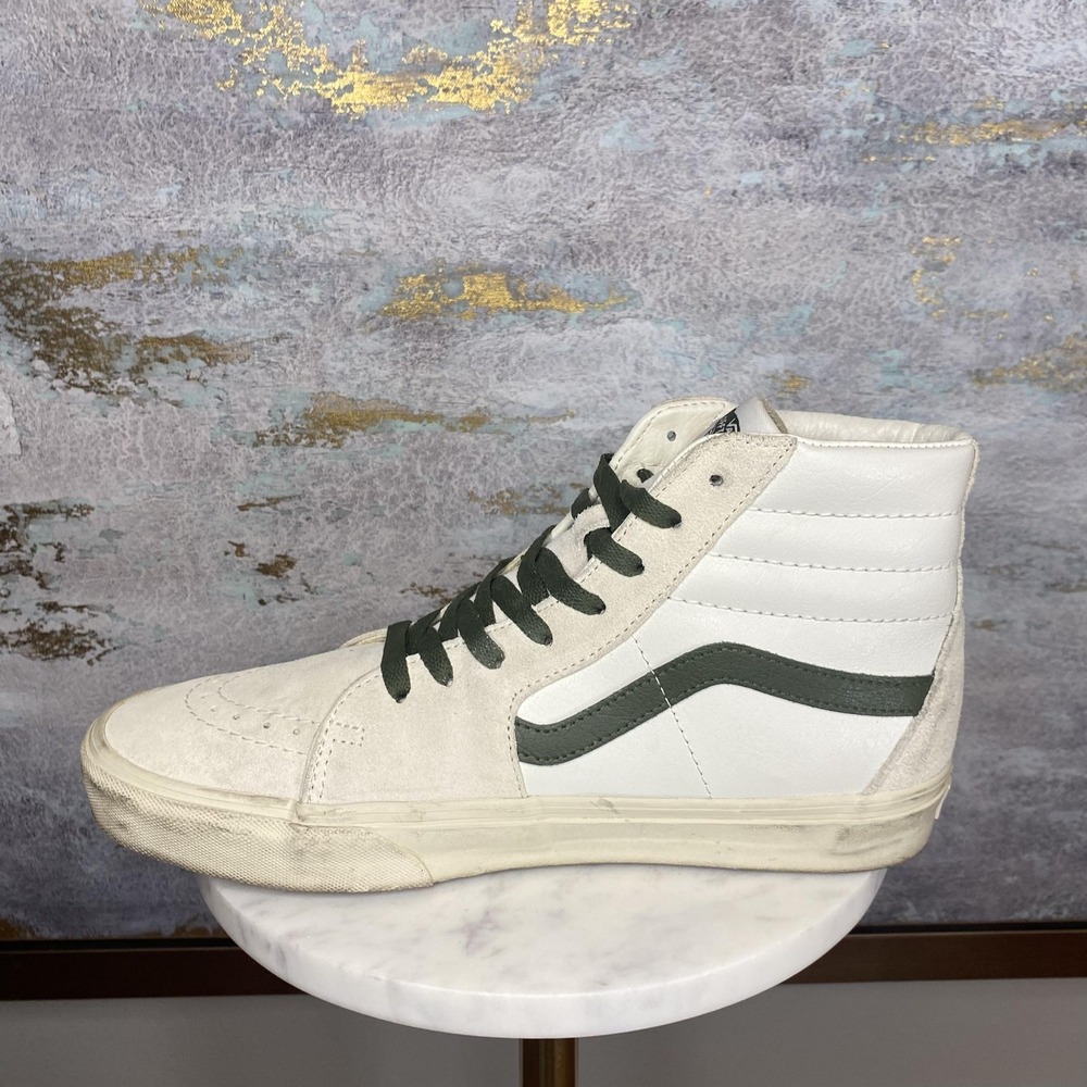 Vans Sk8-Hi Shoes Mens Size 8.5 White Green High Top Skate Sneakers Leather - Picture 6 of 11